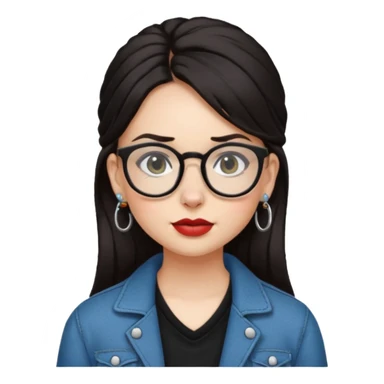 sarah babygirl dark hair and glasses with nose piercing and earrings and cool clothes sticker