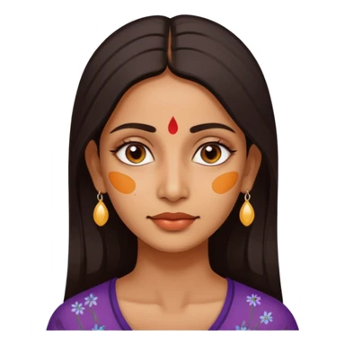 make an emoticon of a woman that has gel-like under eye patches of skincare of transparent color and make the woman slighlty indian, please remove the earrings anf the bindi  sticker