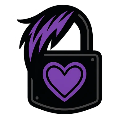 emo lock, black and purple sticker