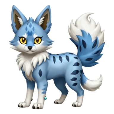 Blue serval-Lycanroc-wolf-fusion-hybrid, full body sticker