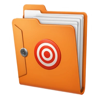 orange file folder with target on the cover sticker