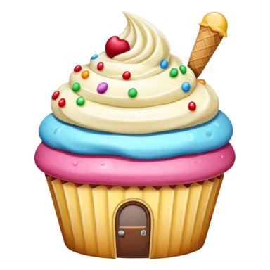 hous for cupcake with icecream sticker
