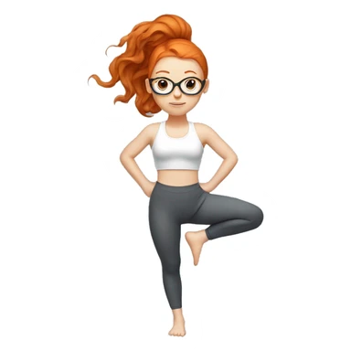 Ginger hair girl with eyeglasses and very aesthetic gym outfit practicing aerial yoga sticker