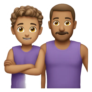 A dad and son, purple shirt sticker