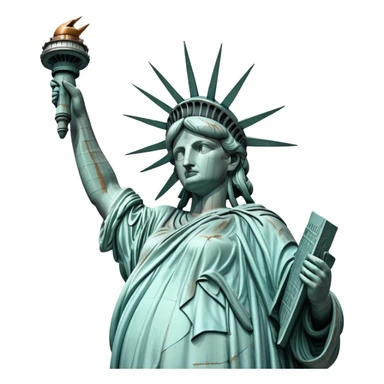 cinematic-realistic-statue-of-liberty-landmark-emoji,-depicted-with-the-iconic,-majestic-statue-set-against-a-clear-sky-rendered-with-detailed-textures-and-dramatic,-symbolic-lighting. sticker