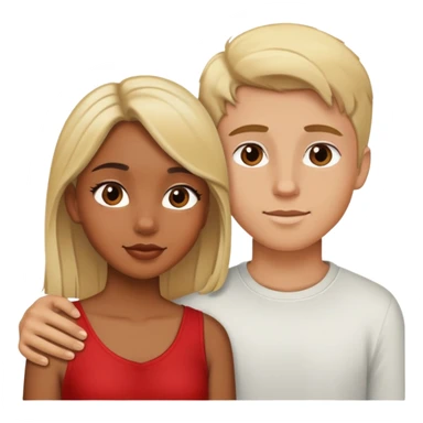 Pretty brown girl with blonde boy in love sticker