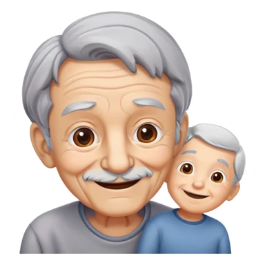 Old man looking at kids sticker