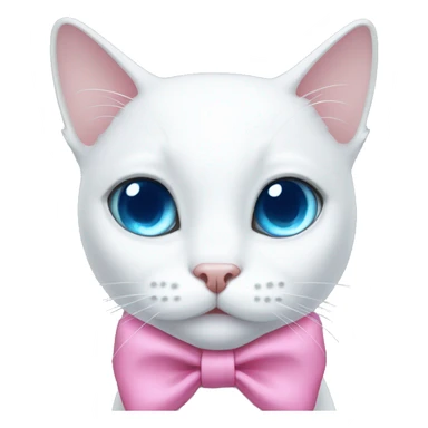 white cat with a pink bow and blue eyes sticker