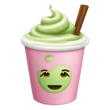 matcha latte in a pink cup  sticker