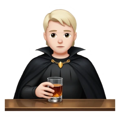 Caucasian in black cape sitting sad at bar sticker