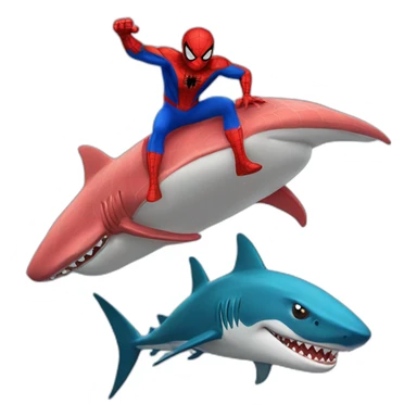Spider man riding a shark sticker