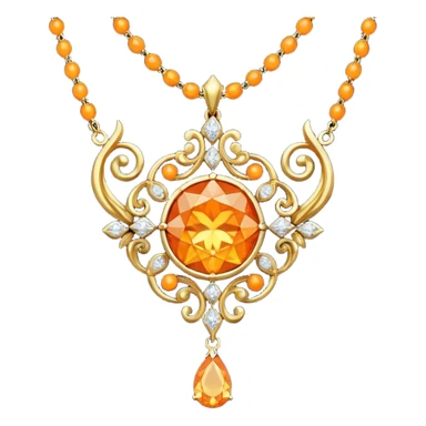 fantasy-magic-orange-necklace-diamonds sticker