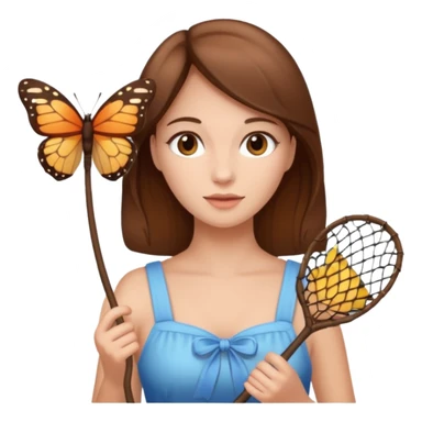 woman holding butterfly net sticker