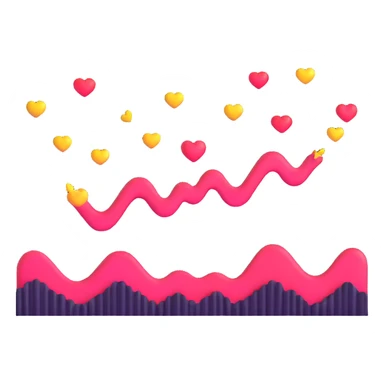 adorable sound wave character with love hearts falling in love with beautiful music sticker