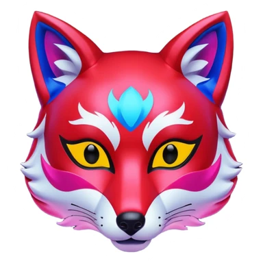 Luminous and neon mask with red, blue and pink fox glow. sticker