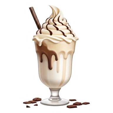 Cinematic Realistic Milkshake Drink Emoji, depicted as a thick, creamy milkshake with a swirl of whipped cream rendered with rich textures and inviting, nostalgic lighting. sticker