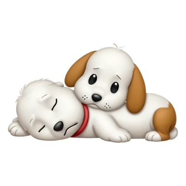 snoopy laying flat on his belly while crying into his arms folded over his head sticker