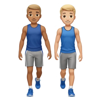 two boys walking, wearing gym clothes, full body sticker