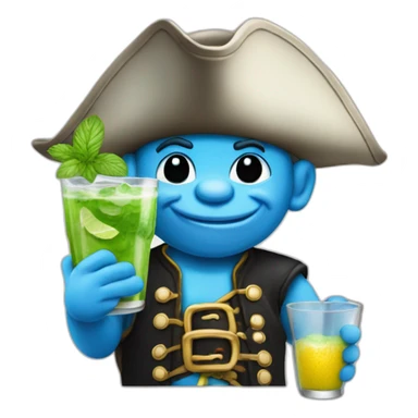 smurf pirate drinking mojito sticker