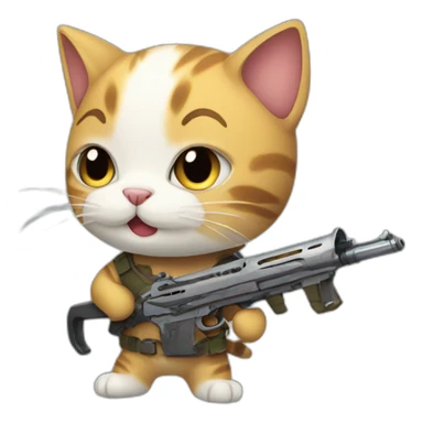 A cute cat holding a weapon sticker
