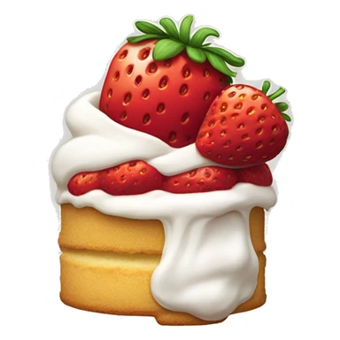 Strawberry shortcake dessert with buttermilk biscuit no face cartoon   sticker