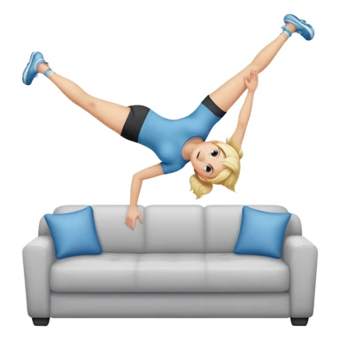 Cute blond in athletic clothes lifting a couch above her head sticker