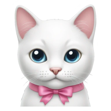 white cat with pink bow sticker