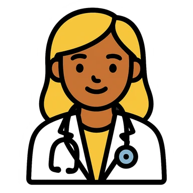 Latina doctor with light blonde hair, professional and friendly sticker