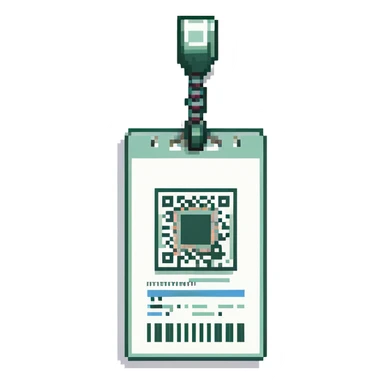 Pixel-style ID card with a microchip or barcode. sticker