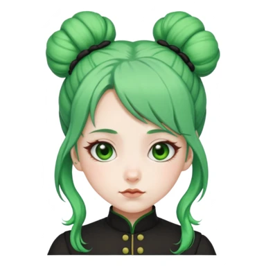 Maomao from Apothecary Diaries emoji with signature green hair buns and curious expression sticker