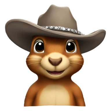 Cowboy hat wearing squirrel head no body  sticker