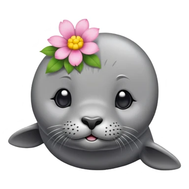 Seal with flower on the head sticker