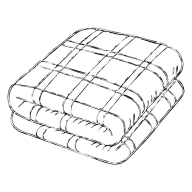 folded blanket with pink and white plaid, hand-drawn look sticker