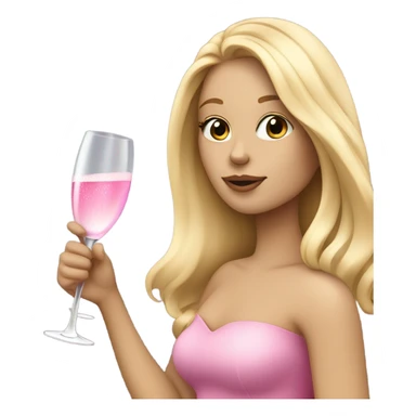 Pretty blonde lady with long hair drinking pink champagne sticker