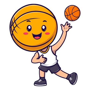 An adorable cartoon basketball with a happy face and rosy cheeks sticker