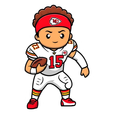 Patrick Mahomes, Kansas City Chiefs quarterback with headband and uniform sticker