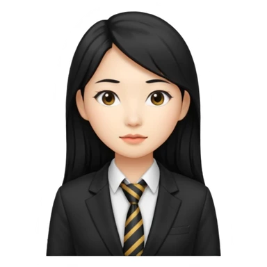 long black haired asian woman with tie and blazer sticker