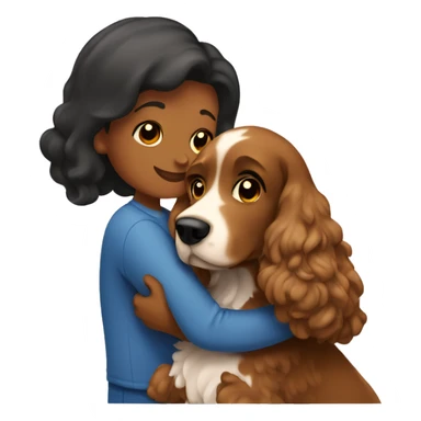 brown couple hugging cocker spaniel  sticker