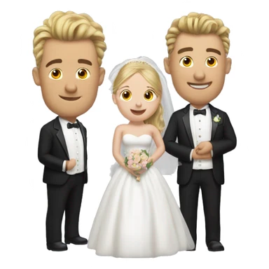 A bride head hog and a groom head hog sticker