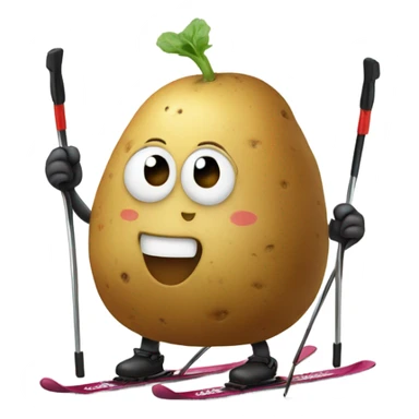 Skiing potato sticker