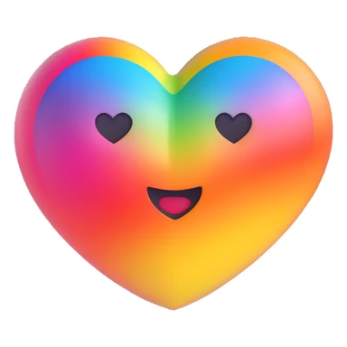 3D emoji style rainbow gradient heart, glossy and vibrant sticker