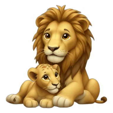 Lion avec un bébé tortue qui pleure sticker