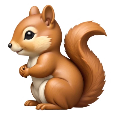 Beautiful and Majestic Squirrel Portrait Emoji, Head and body rendered in serene repose with a gentle, content smile and softly closed eyes, showcasing a delicately textured, bushy-tailed form and perky little ears, Simplified yet exquisitely endearing features, highly detailed, glowing with a soft, drowsy woodland light, high shine, relaxed and utterly enchanting, stylized with an air of timeless forest majesty, soft glowing outline, capturing the essence of a beautiful and majestic squirrel that embodies the pure charm of nature! sticker
