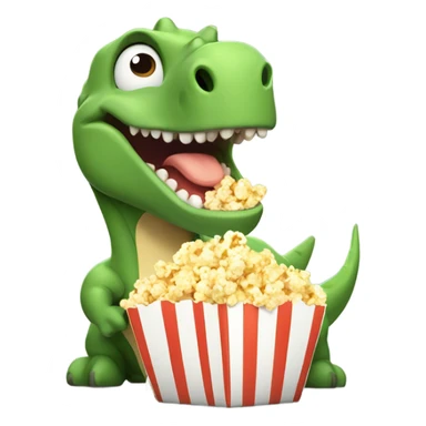 Happy Dino eating popcorn  sticker