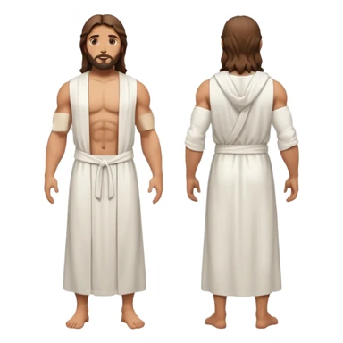 fullbody jesus christ jacked, sleeveless white robe front and backview sticker