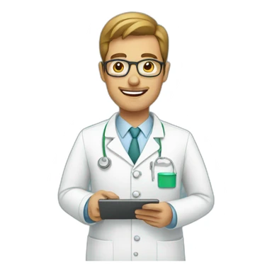 pharmacist with tablet sticker
