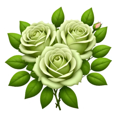 big bouquet Soft Green Tea Rose flower and bud, luxuriant, leaf, bud sticker