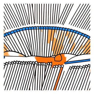 Eleven blue crayons of different shades arranged in a fan pattern sticker