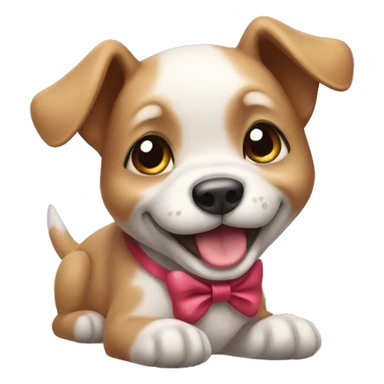 Happy puppy with a bow sticker