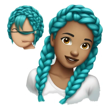 braids-with-a-side-bang, turquoise-blue-hair, young-girl sticker